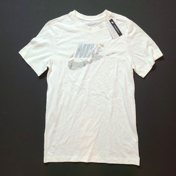 Nike Mens Sportswear Reflective T-Shirt Swosh White - Picture 2 of 2